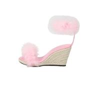 Omeslike Women's Platform Wedge Sandals - 3.35 Inch Heel - Wedding Party Shoes for Vacation, Casual Wear & Walking,Pink,6.5 UK