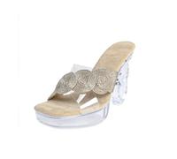 Omeslike Women's Transparent Block Heel Sandals - Arch Support Dressy Heels for Standing All Day, Beach, Wedding, Vacations,Khaki,2.5 UK