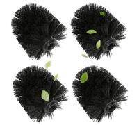 Omevett 4 Pcs Toilet Brush Head Replacement Screw On 12mm Antibacterial Universal Toilet Cleaning Brushes Head with Durable Stiff Bristles for Bathroom Toilet (Black)
