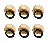 Omevett 6pcs 3/4" Brass Blanking Caps Brass End Cap Hose Caps Hexagonal Internal Thread Blanking Stop Cap Hex Brass Blanking Nut Caps with Washers for Radiator Valve Pipe Fittings