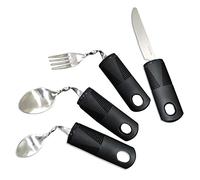 Omevett Bendable Cutlery Set of 4, Easy Grip Disability Aids, Weighted Bendable Utensils with Knife, Fork, Spoon for Elderly, Parkinson's