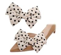 OMEVU 2pcs Satin Bow Shoe Clips Solid Color Dots Shoe Clips Wedding Party Shoes Decoration for Bag Clothing Hair Accessories