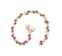 OMEVU Bohemian Crystal Glasses Chain Women Heart Pearl Beaded Mask Hanging Rope Eyeglass Accessories Mask Chain Sunglasses Rope Chain