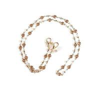 OMEVU Bohemian Crystal Glasses Chain Women Heart Pearl Beaded Mask Hanging Rope Eyeglass Accessories Mask Chain Sunglasses Rope Chain