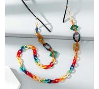 OMEVU Colorful Mixed Acrylic Hanging Neck Glasses Rope Glasses Chain Geometric Anti-lost Sunglasses Chains Holder