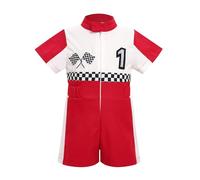 OMEWEE Baby Girl Boy Race Driver Bodysuit Short Sleeve 1st 2nd Birthday Outfits Kids Boys Checkered Racer Romper Cake Smash Zipper Jumpsuit Photo Shoot Red-one 9-12 Months