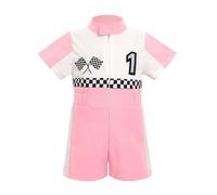 OMEWEE Baby Girl Boy Race Driver Bodysuit Short Sleeve 1st 2nd Birthday Outfits Kids Boys Checkered Racer Romper Cake Smash Zipper Jumpsuit Photo Shoot Pink-one 9-12 Months