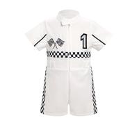 OMEWEE Baby Girl Boy Race Driver Bodysuit Short Sleeve 1st 2nd Birthday Outfits Kids Boys Checkered Racer Romper Cake Smash Zipper Jumpsuit Photo Shoot White-one 9-12 Months