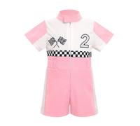 OMEWEE Baby Girl Boy Race Driver Bodysuit Short Sleeve 1st 2nd Birthday Outfits Kids Boys Checkered Racer Romper Cake Smash Zipper Jumpsuit Photo Shoot Pink-two 18-24 Months