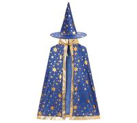 OMEWEE Wizard Cape Kids Witch Cloak with Hat Halloween Child Fancy Dress Child Dress Up Accessories for Witch Cosplay Costumes Blue F