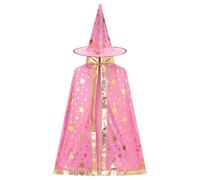 OMEWEE Wizard Cape Kids Witch Cloak with Hat Halloween Child Fancy Dress Child Dress Up Accessories for Witch Cosplay Costumes Pink F