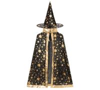 OMEWEE Wizard Cape Kids Witch Cloak with Hat Halloween Child Fancy Dress Child Dress Up Accessories for Witch Cosplay Costumes Black F