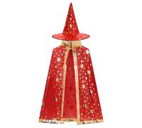 OMEWEE Wizard Cape Kids Witch Cloak with Hat Halloween Child Fancy Dress Child Dress Up Accessories for Witch Cosplay Costumes Red F