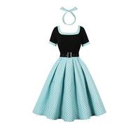 OMEWEE Womens 50s Dresses Polka Dots 1950s Vintage Cocktail Party Evening Dress A Line Swing Modest Homecoming Dresses 50s Fancy Dress for Women Green M