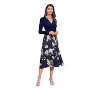 OMEWEE Women's Fall Dress Floral Print Long Sleeve Casual Dress with Pockets Ladies Party Dresses V-Neck A-line Elegant Dress Automne Clothes Photograph Blue Floral M