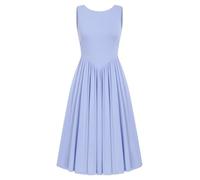 OMEWEE Womens Summer Dresses Round Neck Sleeveless Midi Dress Elegant Casual Work Party Beach Sundress Going Out Pleated A Line Flowy Long Dresses for Daily, Holiday, Travel, Weddings