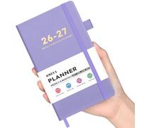 OMEYA 2026-2027 Pocket Calendar Planner: Weekly & Monthly Academic Planner 6.35 × 3.8 in, July 2026 - June 2027, Purple PU Leather Cover, 100gsm Paper, Tabs - Small Planner for On-the-Go Planning