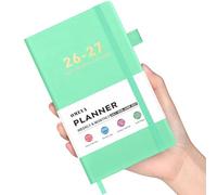 OMEYA 2026-2027 Pocket Calendar Planner: Weekly & Monthly Academic Planner 6.35 × 3.8 in, July 2026 - June 2027, Teal PU Leather Cover, 100gsm Paper, Tabs - Small Planner for On-the-Go Planning