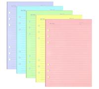 OMEYA A5 Colorful Lined Refill Paper, 120gsm Loose Leaf Paper 6 Hole, Notebook Refills for 6 Ring Refillable, Binder Notebook Planner，150 Sheets/300 Pages, 5.6" X 8.3"