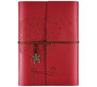 OMEYA Leather Journal Notebook, travel journals for women, refillable butterfly notebook lined personal diary writing notebook gifts A5 16.5 x 23.4cm (red)