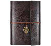 OMEYA PU Leather Journal Notebook, Blank Pages Refillable Vintage Sketchbook Travel Notebook Diary Gift for Girls Boys Women Men 23.3 × 16 cm-Dark Brown