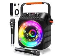 Omeyo Karaoke Machine with 2 Wireless Microphones - 60W Power 6.5"subwoofer 2 Mics with 1200mAh Rechargeable Battery, Speaker with PA System, Supports TWS/FM/AUX/USB/TF/REC for Party, Birthday(Orange)