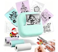 Omezizy Mini Printer M02X Inkeless Sticker Printer, Portable Thermal Pocket Sticker Maker Machine with 3 Paper Rolls, Study Graphics, Anatomical Diagrams, Photos