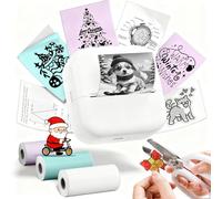 Omezizy Sticker Printer, M02X Mini Thermal Sticker Maker Machine, Inkless Pocket Printer for for Gifts, Study Notes, Photos, DIY Creation, Compatible with iOS & Android, with 3 Rolls of Consumables