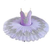 Omfpafeu Embroidered Pancake Platter Tutu, Professional Ballet Tutu for Kids Girl Dance Ballerina Party Dress Competition Costumes,Blue 2,130