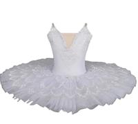 Omfpafeu Girls Ballet Swan Lake Dance Dress Swan Lake Ballet Costume Tutu Dress Ballerina Dancewear Party Competition Dress,White,140