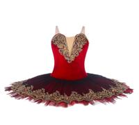 Omfpafeu Professional Tutu Child Swan Lake Stage Competition Costumes Kids Pancake Ballerina Dress Ballet,Red 1,150