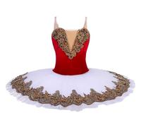 Omfpafeu Professional Tutu Child Swan Lake Stage Competition Costumes Kids Pancake Ballerina Dress Ballet,Red,120