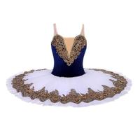 Omfpafeu Professional Tutu Child Swan Lake Stage Competition Costumes Kids Pancake Ballerina Dress Ballet,Dark Blue,110