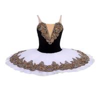 Omfpafeu Professional Tutu Child Swan Lake Stage Competition Costumes Kids Pancake Ballerina Dress Ballet,Black,150