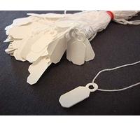 OMG 100 Mini White Strung Jewellery Tags Size: 8mm x 19mm