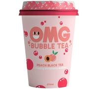 OMG Bubble tea | Real tea, Real fruit, Popping bubbles | (Pack of 10, Peach Black Tea with popping Strawberry bubbles)