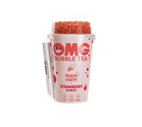OMG Bubble tea | Real tea, Real fruit, Popping bubbles | (Pack of 10, Peach Black Tea with popping Strawberry bubbles)