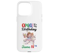 OMG Its My Birthday Born On June 11th Girl With Present Bear Case for iPhone 15 Pro Max