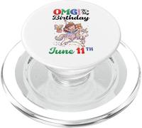 OMG Its My Birthday Born On June 11th Girl With Present Bear PopSockets PopGrip for MagSafe
