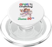 OMG Its My Birthday Born On June 20th Girl With Present Bear PopSockets PopGrip for MagSafe