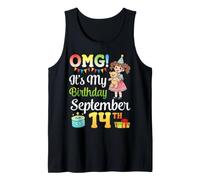 OMG It's My Birthday Born On September 14th Girl and Present Tank Top