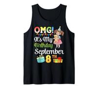 OMG It's My Birthday Born On September 8th Girl with Present Tank Top
