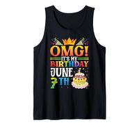 OMG It's My Birthday June 7th with Big Cake Happy Boys Girls Tank Top