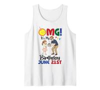 OMG It's My Birthday On June 21st Happy to Me Daddy Daughter Tank Top