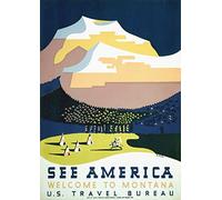 OMG Printing See America Montana Vintage Travel Tourism A3 Poster/Print/Picture Satin Photo Paper