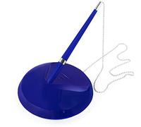 OMG Reception Pen with Chain and Base - 0.7mm Nib - Blue Barrel - Black Ink + Refill - Single Pen