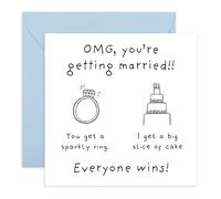 OMG You’re Getting Married Card - Funny Engagement Card - Cute Ring and Eating Cake - Congratulations For Friend Sister Bestie BFF Colleague Daughter Bride To Be Women - Comes with Stickers