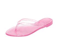 OMGard Flip Flops for Women Jelly Shoes Thong Sandals Jellies Flats Clear Slipper Summer Beach Pool Slides Size 10 Slip On Quick Drying Soft, Pink, 9 UK