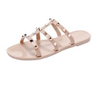 OMGard Studded Jelly Shoes Women womens Flip-Flop, Beige New, 6 UK