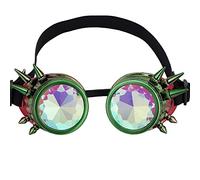 OMGREAT Kaleidoscope Glasses for Raves Steampunk Goggles with Rainbow Prism Diffraction Crystal Lenses